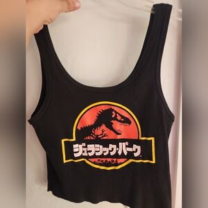 Black Jurassic Park Womens Crop Tank Top Size Small